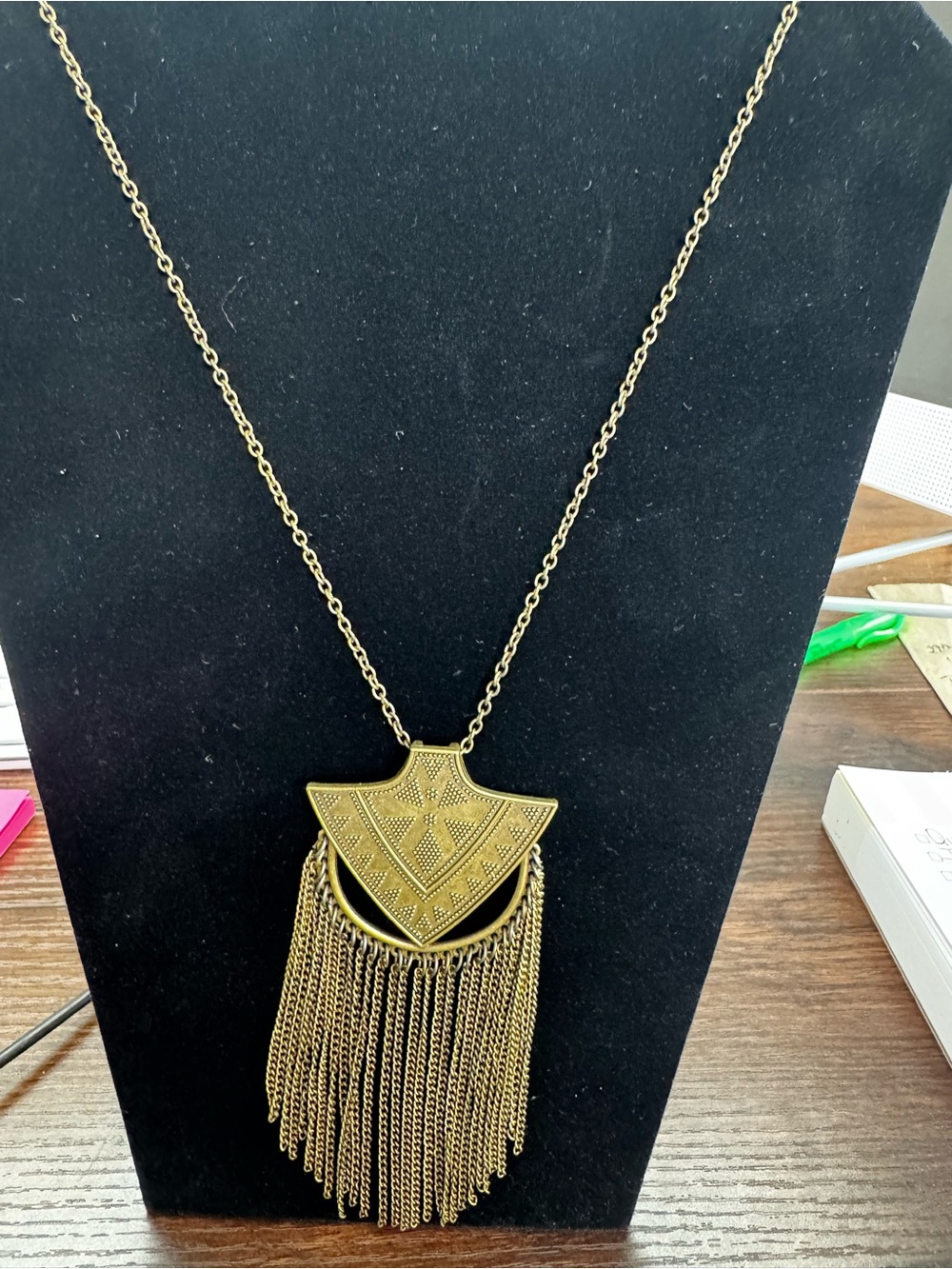 Paparazzi Gold-Tone Geometric Fringe Necklace “Hunt or Be Hunted”